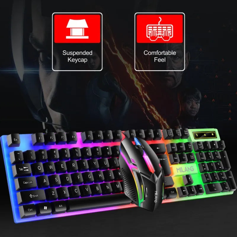 🌈 Kawaii Rainbow Backlit Keyboard & Mouse Set 🌟✨