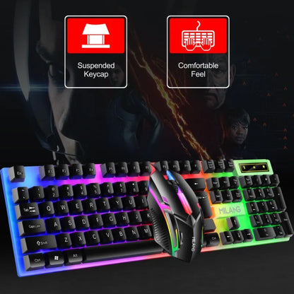 🌈 Kawaii Rainbow Backlit Keyboard & Mouse Set 🌟✨