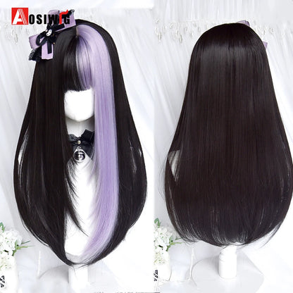 Cute Ombre Blonde & Black Double Ponytail Lolita Wig 🎀✨ - Kawaii Cosplay Hair with Bangs for Harajuku Style! 💖👸