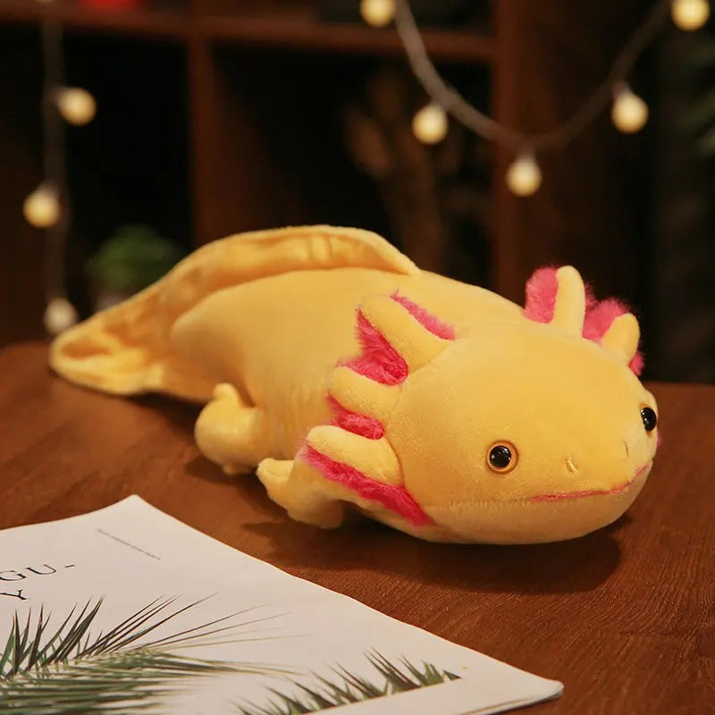]Colorful Axolotl Plushie 🌈✨ - Cute Salamander Stuffed Toy for Kids 🎁🐾 - Birthday Gift in Pink, Yellow, Grey & Blue