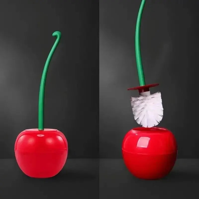 Cherry Shape Toilet Brush With Holder Set Lovely Red Lavatory Bath Accessories 🍒