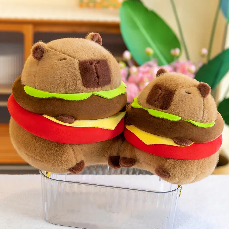 🌟🍔 Super Cuddly Hamburger Capybara Plush - Perfect Snuggle Buddy for Kids' Joyful Moments! 🎈🐾 - Pixie Quill