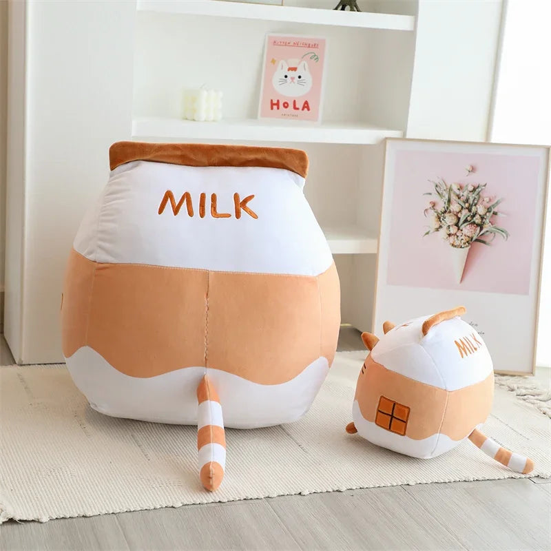 Cartoon Cat Milk Bottle Plushie 🐱💖 - Adorable Kitten Tail Cushion for Cozy Sofa Vibes! 🥛✨ - Pixie Quill