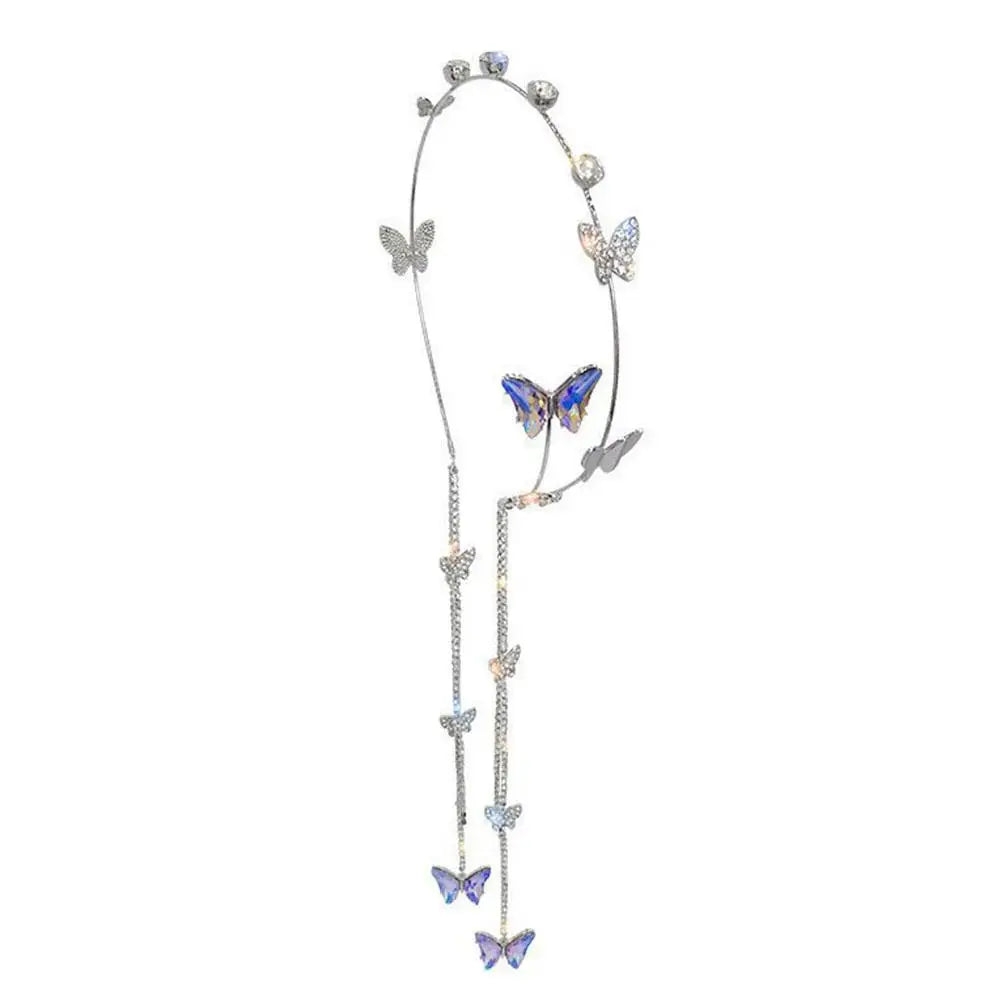 Kawaii Crystal Butterfly Tiara Headband 🌸✨ – Adorned with Rhinestones & Pearls for Girls' Fashion Magic! 🦋💖