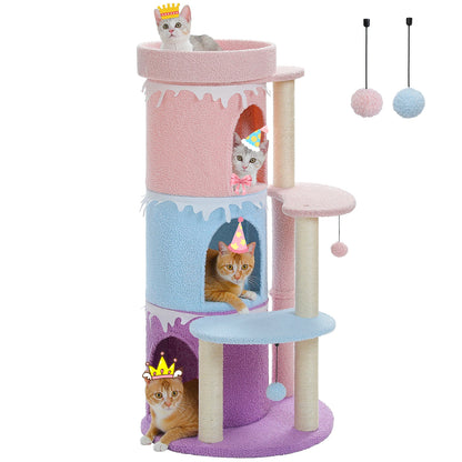 Four Tier Cat Tree For Large Cats With Large Top Perch And Sisal Scratching Posts Indoor Playhouse 🐾🐱
