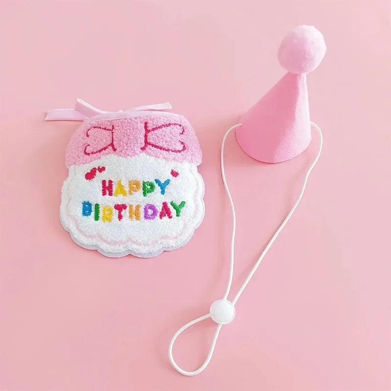Kawaii Birthday Bash Set 🎉🐾 Cute Dog & Cat Hat & Bandana Accessories for Pawesome Celebrations! 🌟