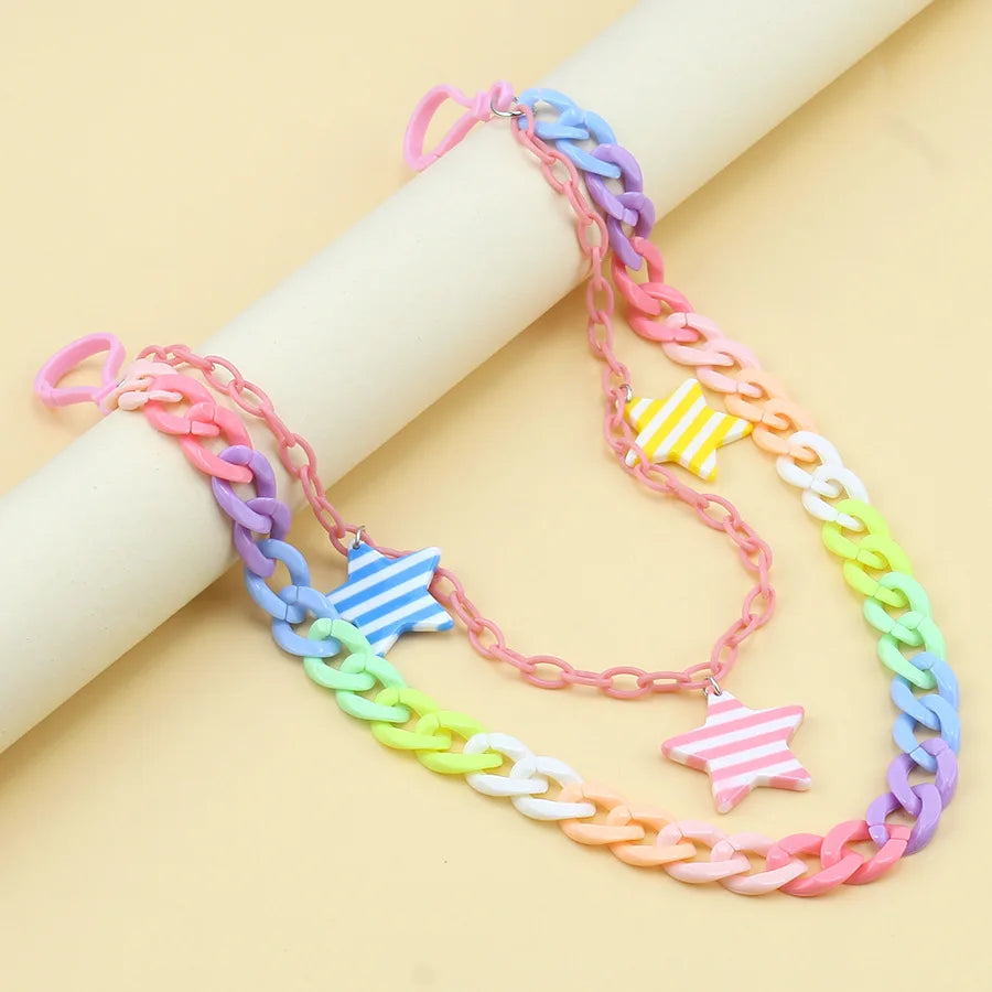 ✨ Kawaii Rainbow Star Keychain 🌈 | Cute Resin Waist Chain for Girls & Women 💖 | Fun Punk Jewelry Gift! 🌟