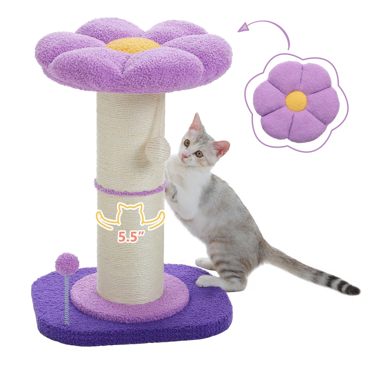 Flower Pink Cat Tree Indoor Scratching Post With Thick Sisal 🐾🌸
