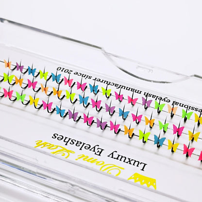 Whimsical Butterfly Glitter Lashes 🦋✨ - Colorful & Fluorescent Individual Extensions for Magical Makeup! 🌈💖