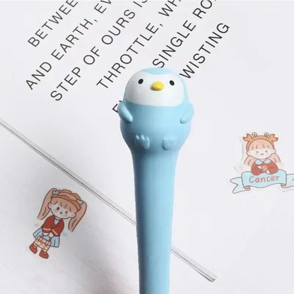 Kawaii 1Pc Adorable Cartoon Fruit Animal Gel Pen 🍓🐻 Soft & Squishy Decompression Stationery for Kids 🎉 0.5mm Fun Writing Tool