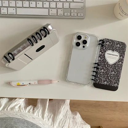 Kawaii Pink & Black Splashy Flip Phone Case for iPhone 13-16 Pro Max 📱✨🎨