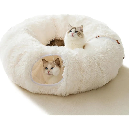 Cuddly Cat Adventure Tunnel 🐾✨ - Plush Cozy Bed & Play Zone for Indoor Felines! 🐱💕