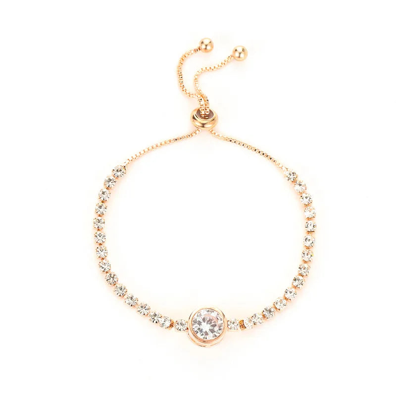 Kawaii Sparkle ✨ Cute Gold Color Tennis Bracelets with Colorful Cubic Zirconia for Women & Girls 🎀 Perfect Party Jewelry Gifts!