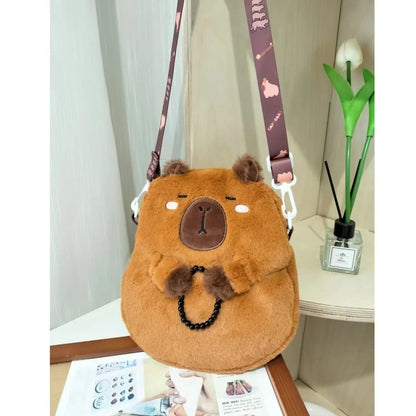 Kawaii Capybara Plush Crossbody Bag 🐾✨ - Adorable School & Casual Shoulder Bag for Youth! 🎒💖