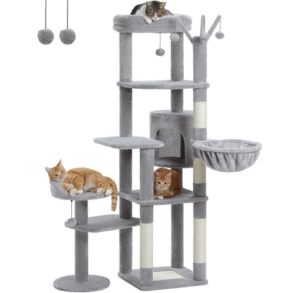 Cactus Tall Cat Tree for Large Cat Multi-Level Cat Tower for Indoor Cats Cat Condo with Large Hammock Scratching Post  2 Perches