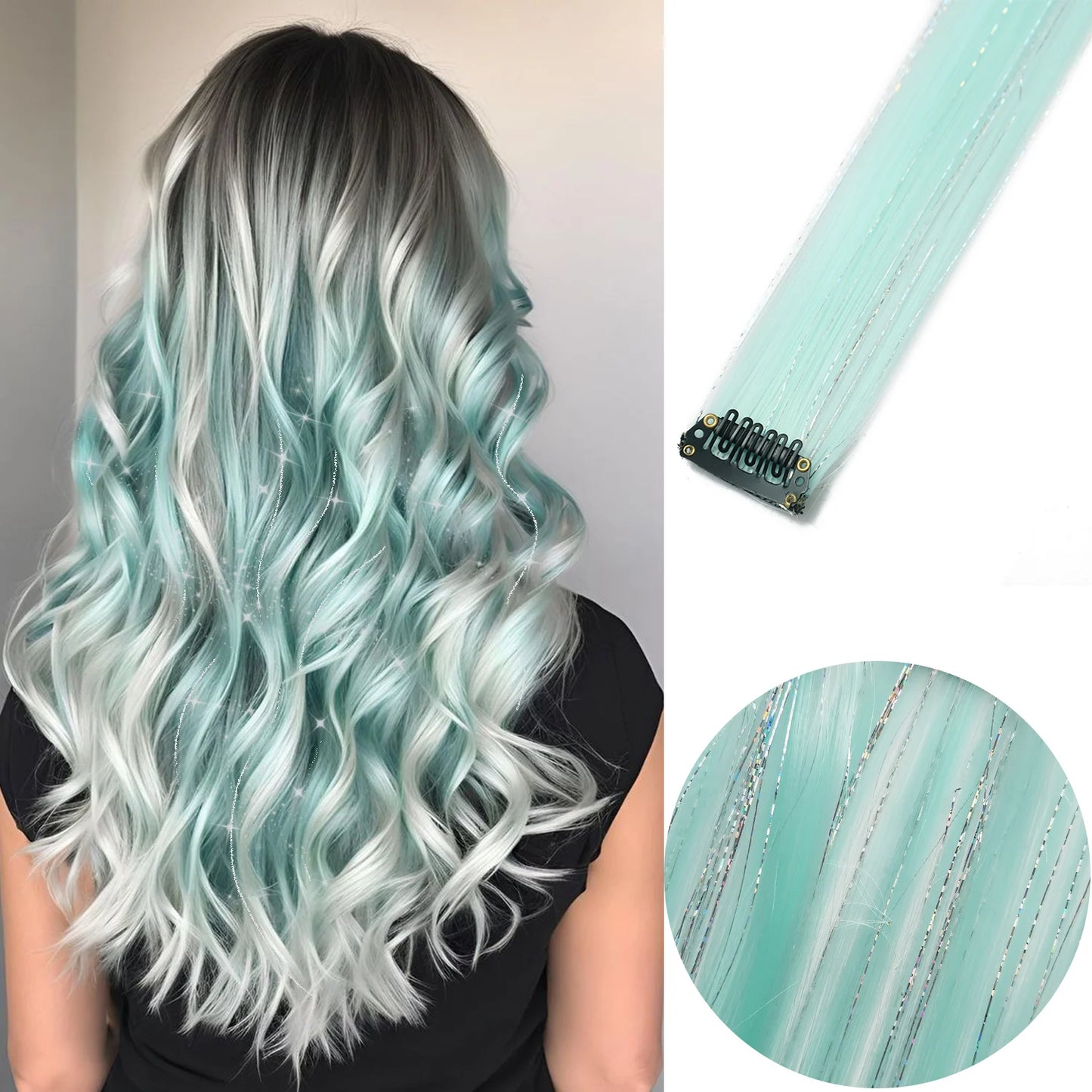 🌈✨ 6 Colorful Clip-In Hair Strands for Fun Party Looks - 22" Rainbow Dream Extensions! 🎉💖 - Pixie Quill