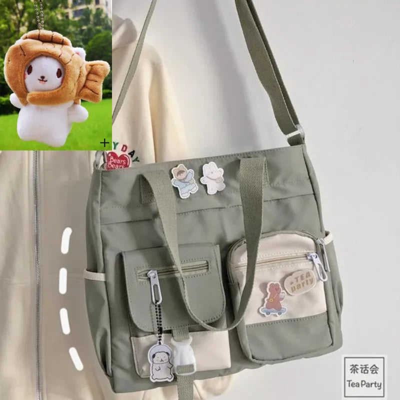 Kawaii Nylon Waterproof Satchel 👜✨ | Adorable Japanese Crossbody Messenger Bag for Students & Girls 🎒💖