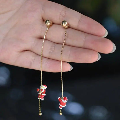 Santa Tassel Earrings Asymmetric Dangle for Women Christmas Snowflake 🎄✨