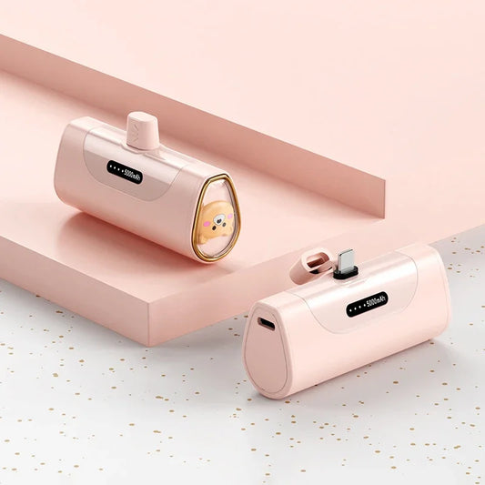Kawaii 5000mAh Pet Power Bank 🐾💖 Mini Capsule Fast Charge for iPhone & Type-C! 🚀✨