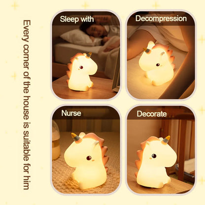 Kawaii Unicorn LED Night Light 🌈✨ - Adorable Touch Lamp for Kids' Rooms 🦄💖 - USB Rechargeable Cartoon Decor & Perfect Gift!