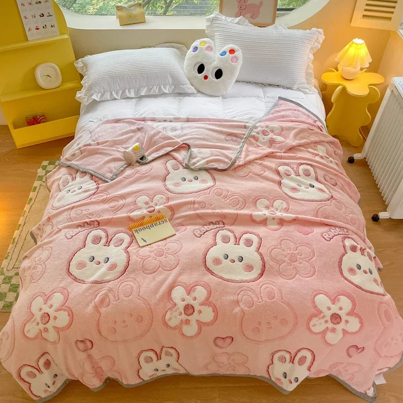 Snuggle Up with Adorable Bear Friends 🐻💖 Cozy Fleece Blanket for Travel & Home! - Pixie Quill