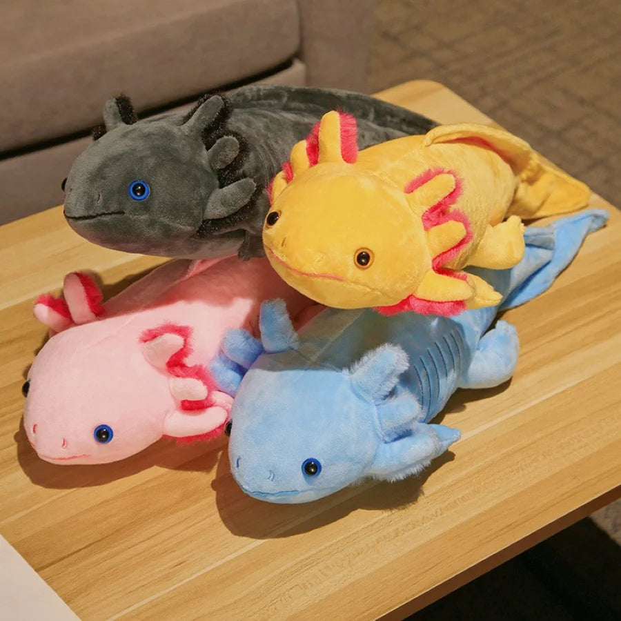 🌈🐾 Colorful Axolotl Hugging Pillow – Cuddly Newt Plush for Kids! 🎈💖 - Pixie Quill
