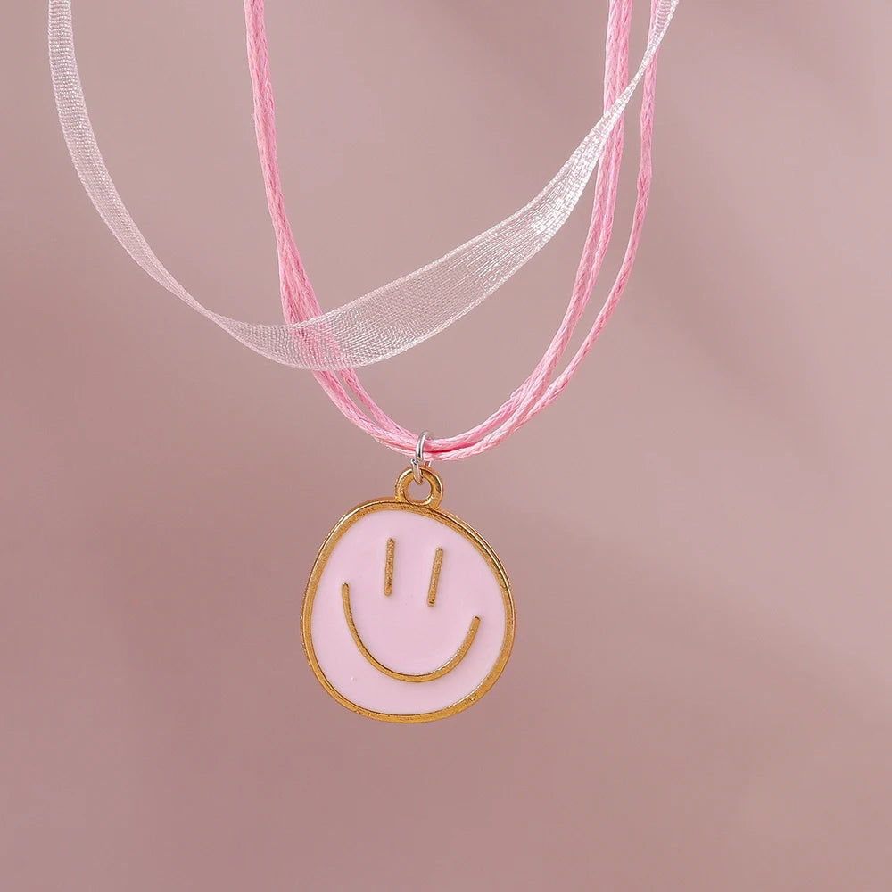 Kawaii Irregular Round Smile Face Necklace 🌈✨ - Perfect Gift for BFFs & Kids! 🎁💖