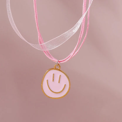 Kawaii Irregular Round Smile Face Necklace 🌈✨ - Perfect Gift for BFFs & Kids! 🎁💖