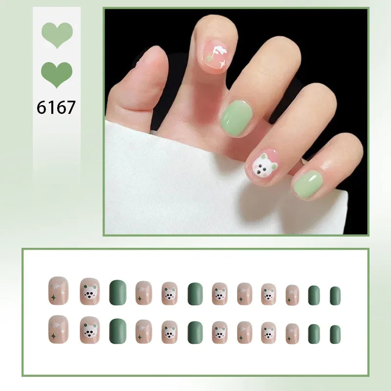 ✨ 24P Kawaii Rainbow Ballerina Press-On Nails 💅 - Adorable Full Cover Artificial Fake Nails for Creative Nail Art! 🌈