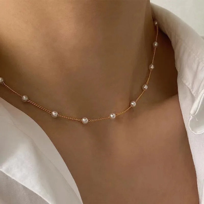 Kawaii Gold Pearl Choker Necklace 🌟✨ | Trendy Beads Chain for Girls 🌸💕 | Gothic Style Jewelry for Parties!