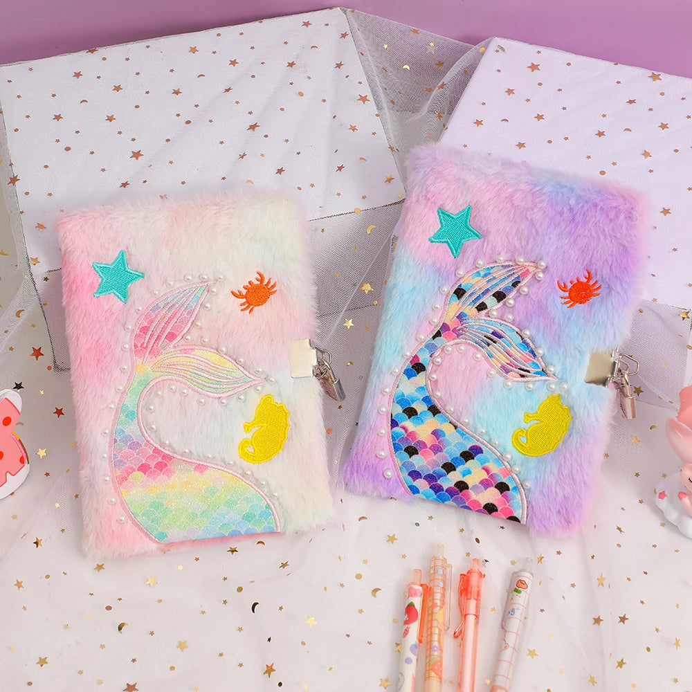 Kawaii Mermaid Tail A5 Notebook & Pen Set 🧜‍♀️✨ - Adorable Lock Diary for Girls! 💖📚