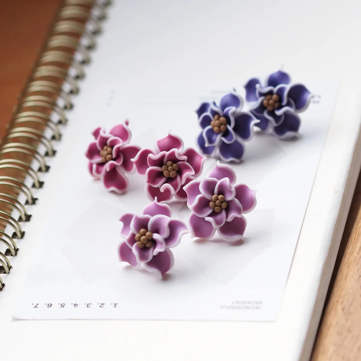 Trendy Handmade Polymer Clay Flower Earrings, 3D Floral Studs for Women,Lightweight Boho Statement Jewelry, Chic Gift