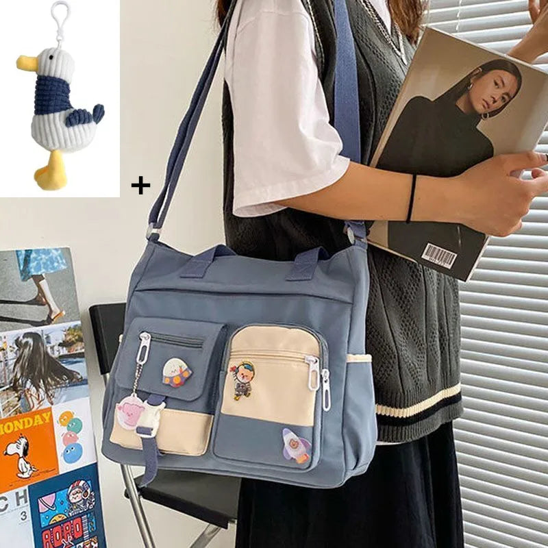 Kawaii Nylon Waterproof Satchel 👜✨ | Adorable Japanese Crossbody Messenger Bag for Students & Girls 🎒💖
