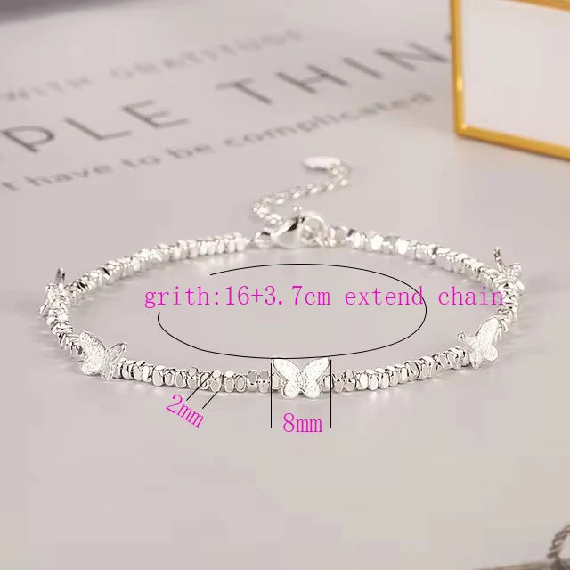 ✨ Kawaii Butterfly Charm Bracelet 🌸 - 925 Silver Bead Design for Girls 🎀 | Perfect Gift & Dropshipping!