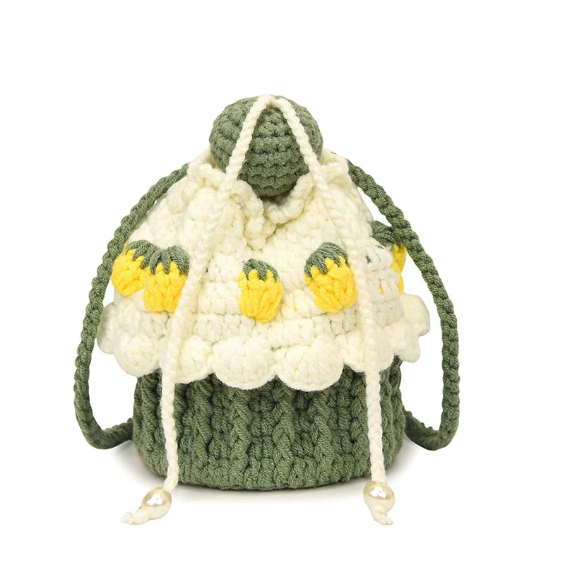 Strawberry Cake Knit Shoulder Bag Crochet Tote For Women Cute And Playful 🍓💖