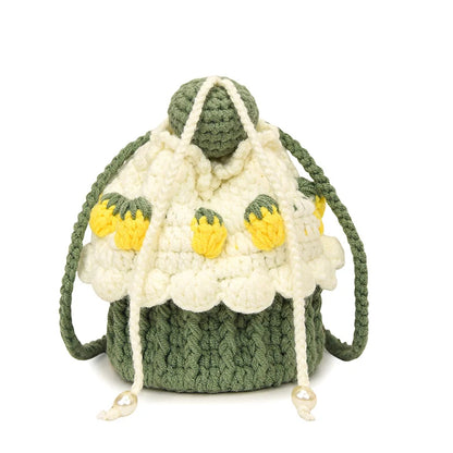 Strawberry Cake Knit Shoulder Bag Crochet Tote For Women Cute And Playful 🍓💖