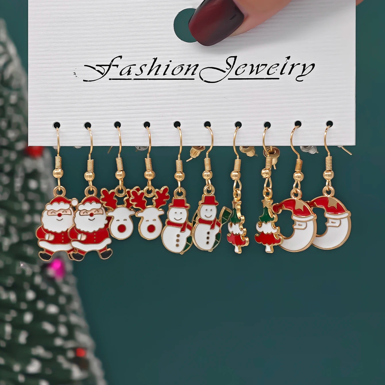 Whimsical Christmas Cartoon Santa Elk Tree Drop Earrings for Women 🎄🎅