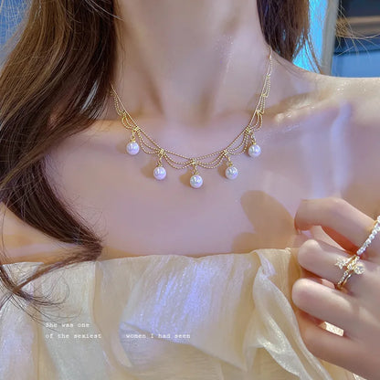 Kawaii Gold Pearl Choker Necklace 🌟✨ | Trendy Beads Chain for Girls 🌸💕 | Gothic Style Jewelry for Parties!