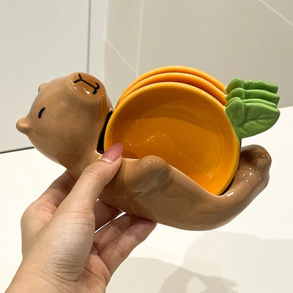 Kawaii Capybara Porcelain Dish Set 🍲🎉 Perfect for parties! 🐻🍚
