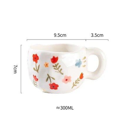 Whimsical Flower Heart Ceramic Mug 🌼💖 - Adorable Irregular Cup for Coffee, Tea & Juice! Perfect Gift for Kids & Girls!