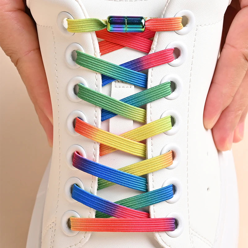 ✨Bouncy Rainbow No-Tie Laces 🌈 - Fun & Stylish Elastic Shoelaces for All Ages! 🎉 - Pixie Quill