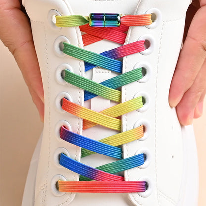 ✨Bouncy Rainbow No-Tie Laces 🌈 - Fun & Stylish Elastic Shoelaces for All Ages! 🎉 - Pixie Quill