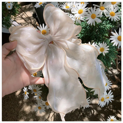 ✨Sweet Blue Satin Bowknot Hair Clip 🎀 Big Ribbon Barrette for Adorable Hairstyles 💖