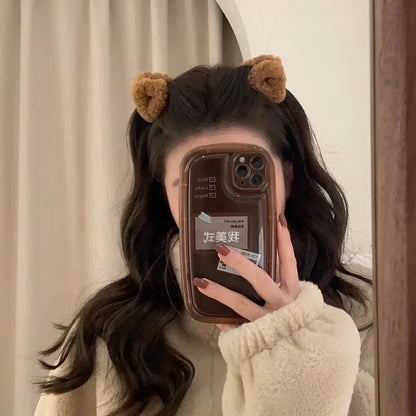 Kawaii Fluffy Cat Ear Hair Clips 🐾✨ | Adorable Lamb Cashmere Accessory for Winter 💖 | Cute Headwear for Girls & Women 🎀