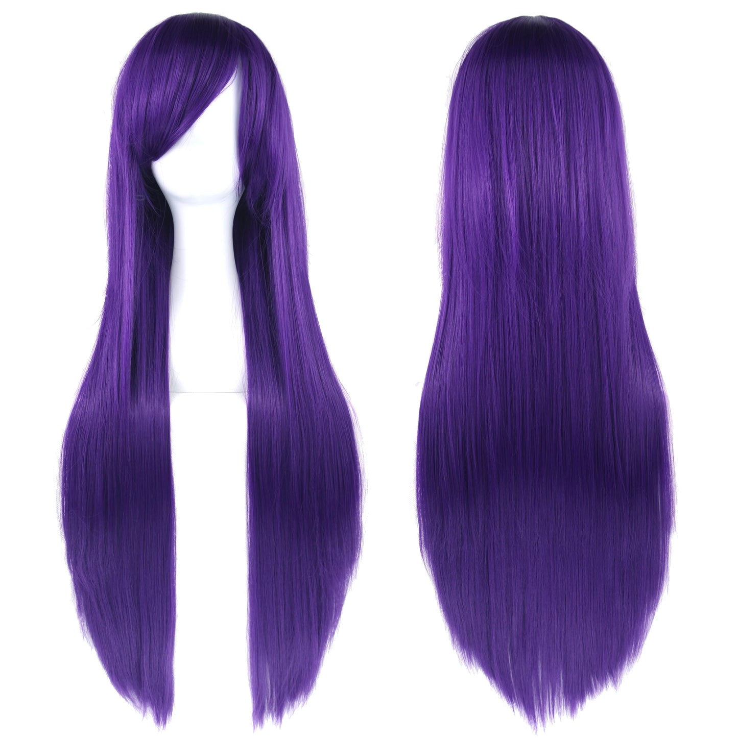Enchanted White Purple 80cm Long Cosplay Wig for Women Synthetic Hair Straight Party Glam ✨💜
