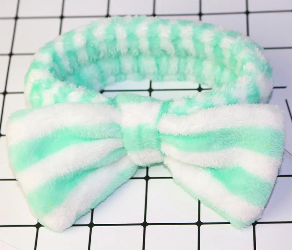Women Wash Face Makeup Soft Coral Fleece Elastic Headband Head Wrap Cute Rabbit Bow Animal Ears Hairband Girl Hair Accessories