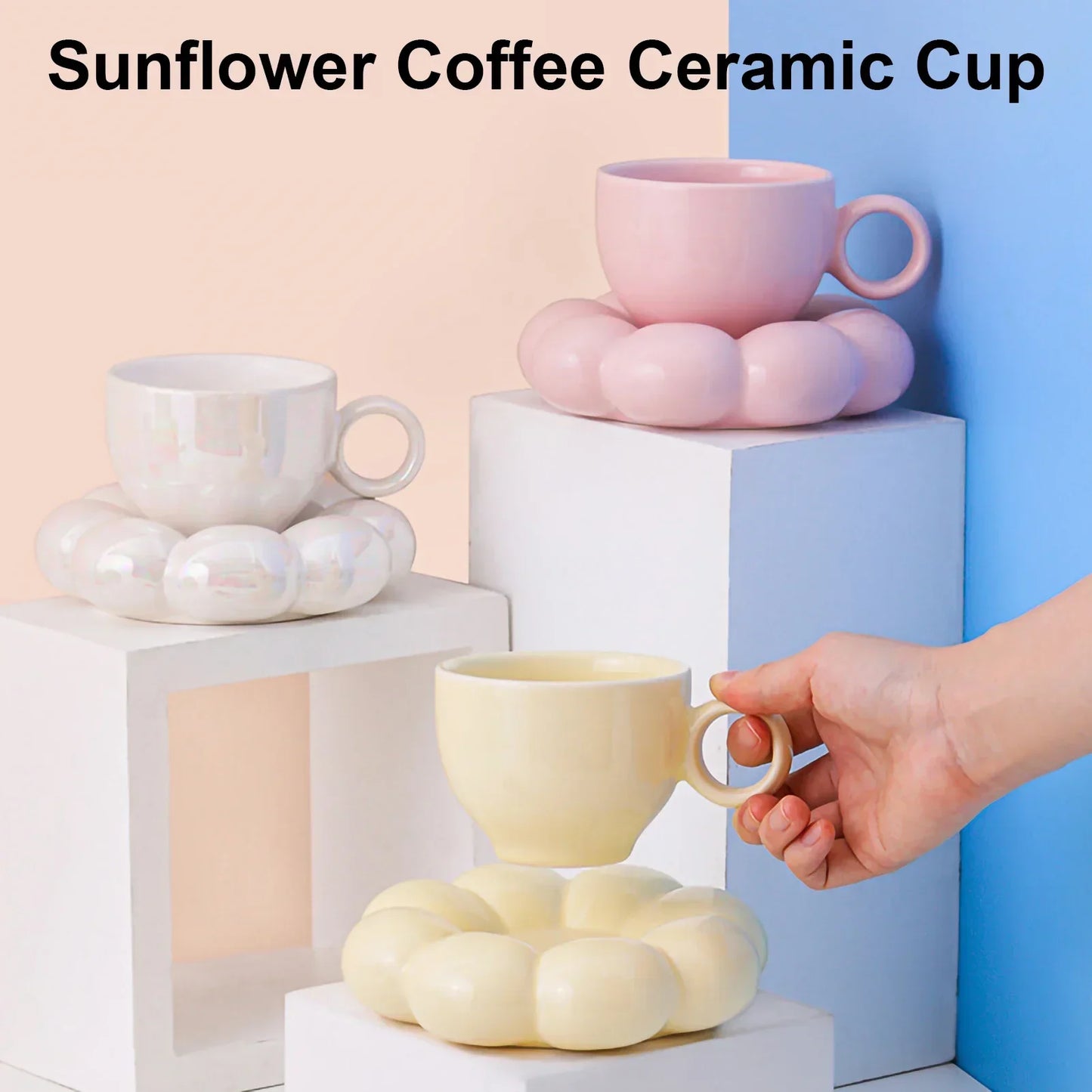 Kawaii Cloud Mug & Plate Set ☁️☕ | Adorable Ceramic Gift Box for Cozy Sips 🌈✨