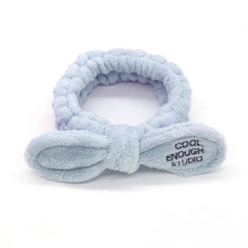 Women Wash Face Makeup Soft Coral Fleece Elastic Headband Head Wrap Cute Rabbit Bow Animal Ears Hairband Girl Hair Accessories