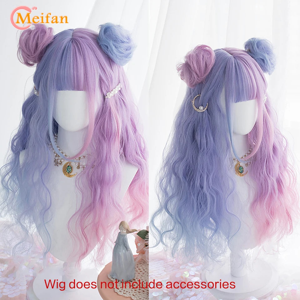 Kawaii Ombre Pink & Blonde Long Straight Wig 🎀✨ - Cute Lolita Cosplay Hair for Parties & Halloween! 🌸🖤