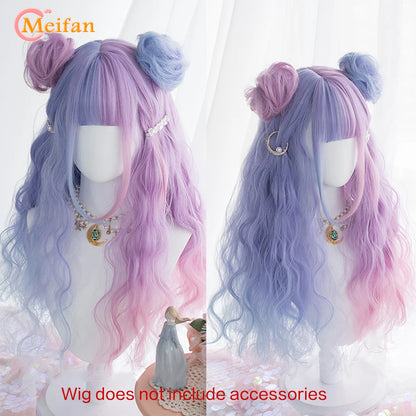 Kawaii Ombre Pink & Blonde Long Straight Wig 🎀✨ - Cute Lolita Cosplay Hair for Parties & Halloween! 🌸🖤